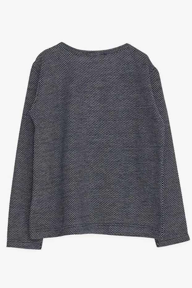 Детская футболка с длинным рукавом с принтом Breeze, Navy Blue — фото 2