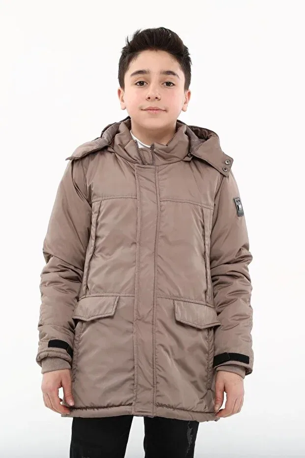 Детское пальто для мальчиков на синтепоне Benitto Kids, Coffee