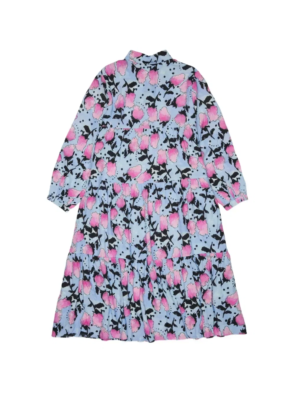 Платье с цветочным принтом и сборками Marni Kids, синий — фото 2