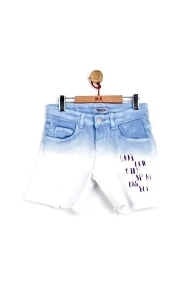 Детские шорты для девочек джинсовые с принтом Nk Kids, Blue — фото 2