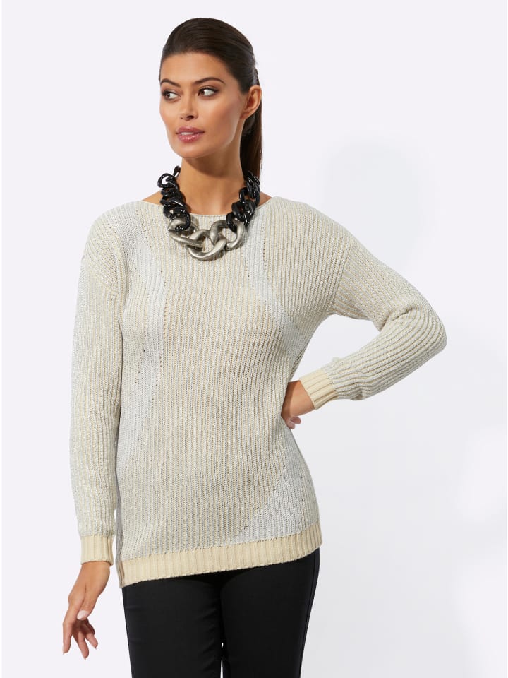 

Свитер с длинными рукавами в песочно-серебряном узоре creation L