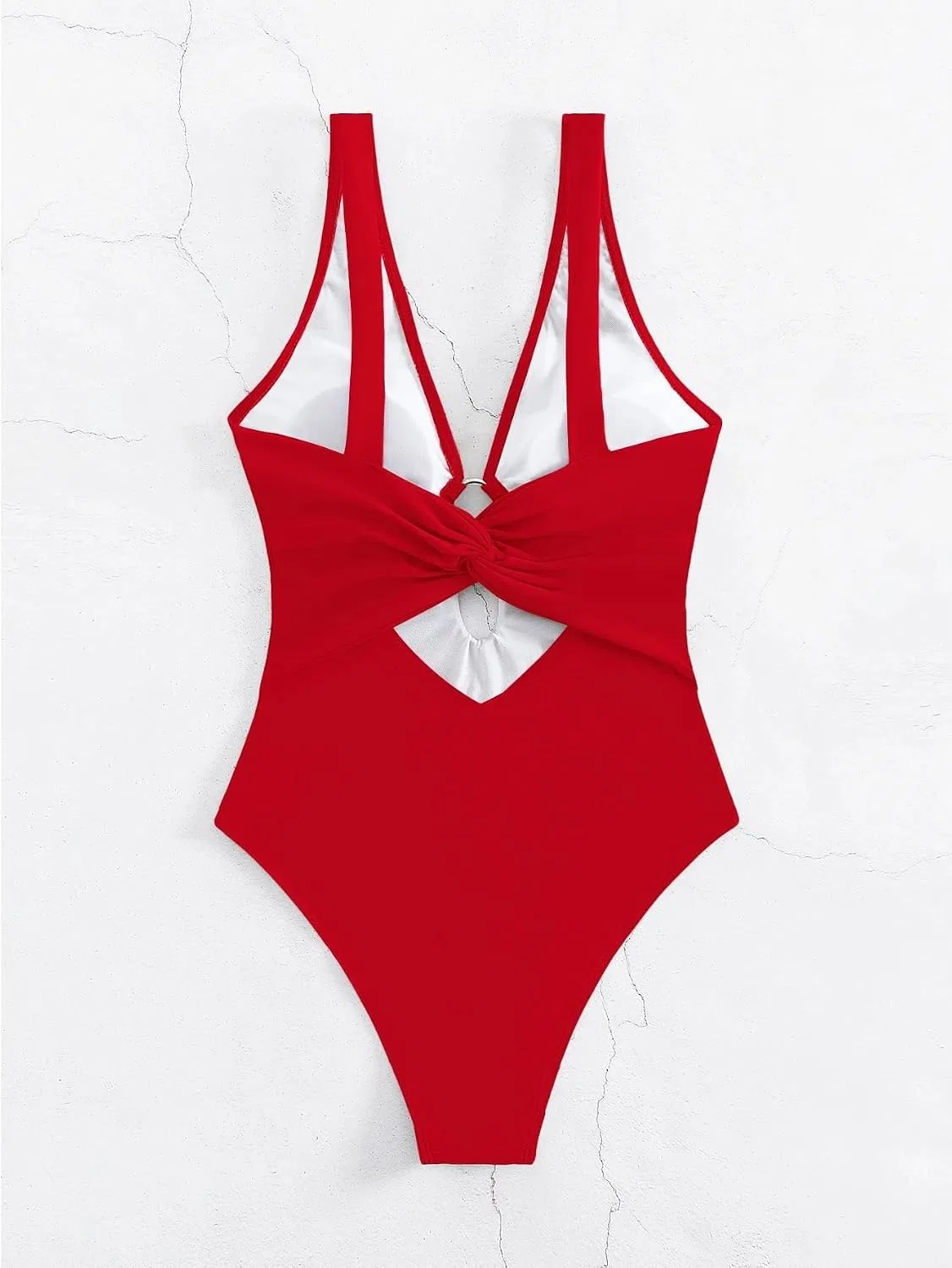 Женский монокини с глубоким вырезом и вырезами, Backless, Red — фото 4