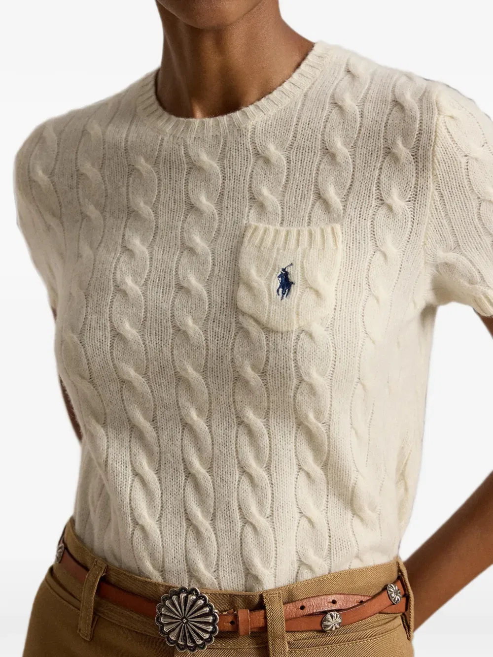 Свитер вязаный Polo Ralph Lauren, бежевый — фото 4