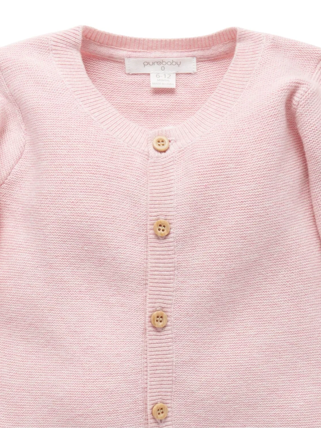 Кардиган вязаный текстурный Purebaby, розовый — фото 2