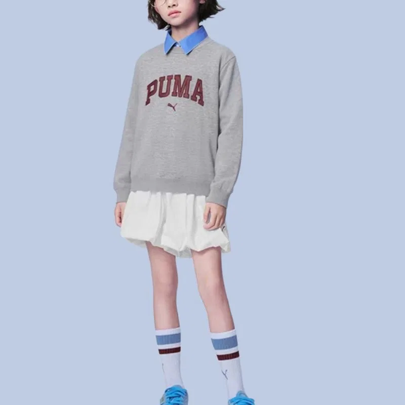 Детский свитер с круглым вырезом PUMA, Цвет Light Heather Gray — фото 3