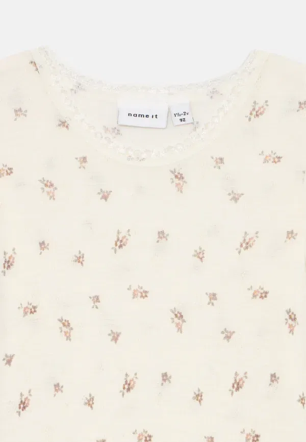 Свитер шерстяной с цветочным принтом Long sleeved merino wool Name It, Snow White, белый — фото 4