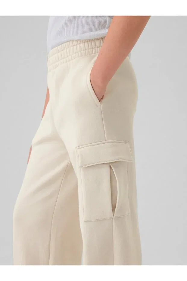 Детские спортивные штаны для девочек с широкой штаниной Gap, Off White — фото 3