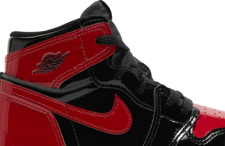 Кроссовки Air Jordan 1 Retro High OG TD Patent Bred, красный — фото 2