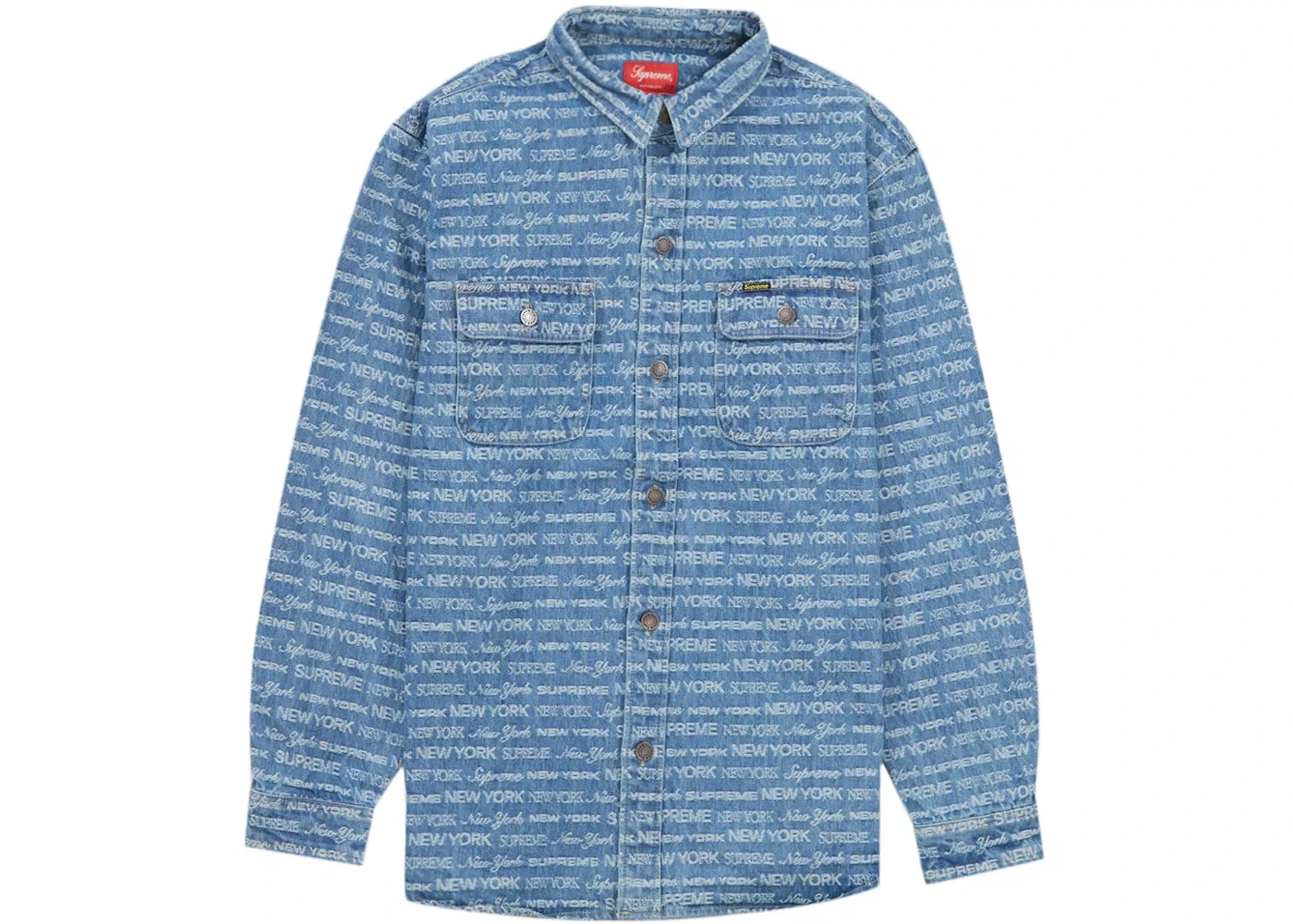 Мужская джинсовая рубашка с жаккардовым узором Supreme, Blue