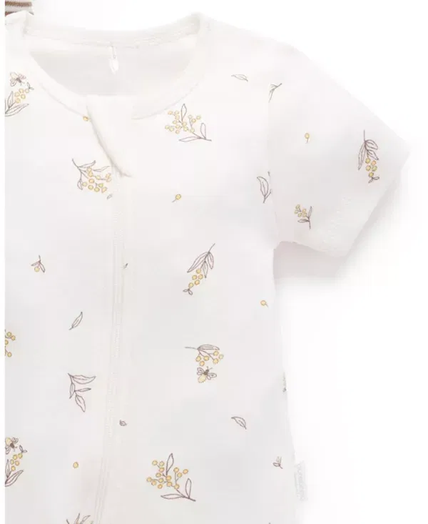 Детский комбинезон на молнии с коротким рукавом комплект из 2 штук Purebaby, Vanilla Wattle Bee Pack — фото 4