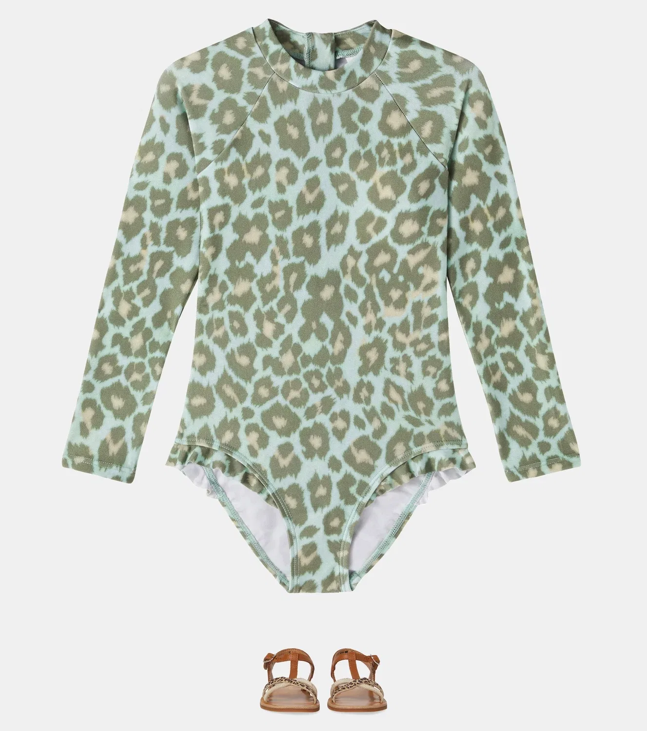 Раздельный купальник с леопардовым принтом Zimmermann Kids, Mint Leopard — фото 2