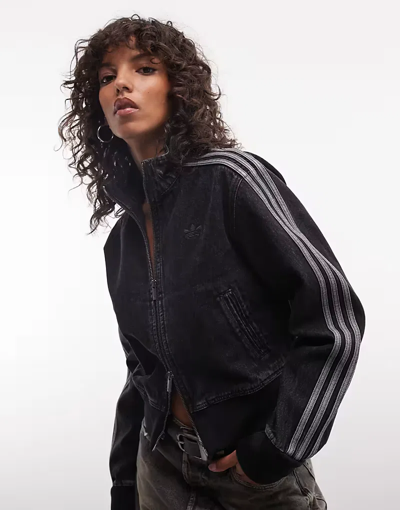 Спортивная куртка Adidas Originals Firebird из денима, черный — фото 2