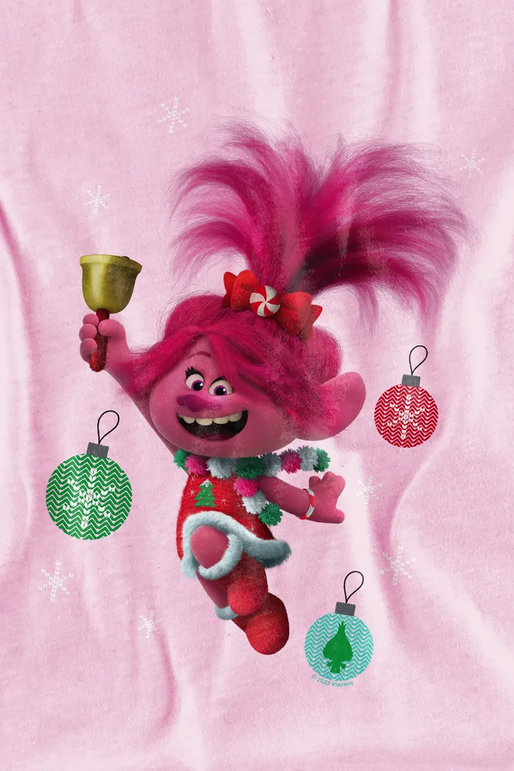 Детская футболка с принтом Universal Trolls Poppy Christmas Baubles Nbcu, Pink — фото 2