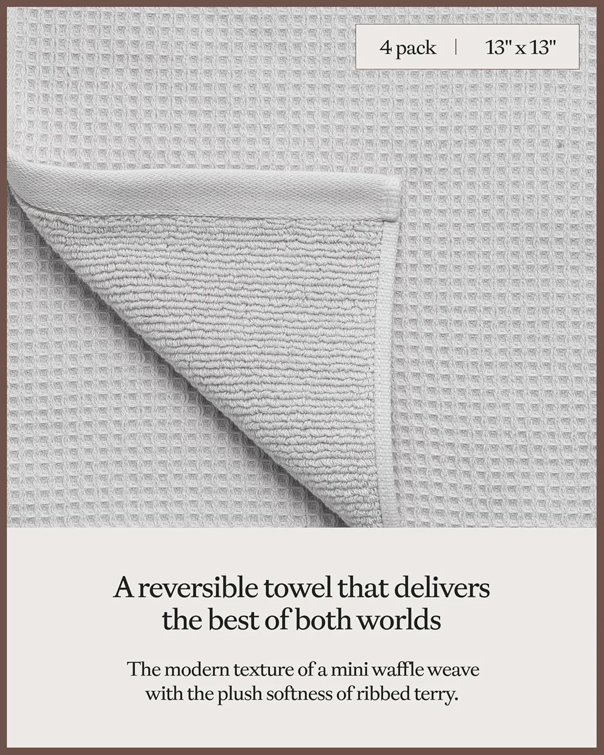 Ватные диски Waffle Washcloth, 4 шт, 33x33 см, Lightgrey Cozy Earth — фото 3