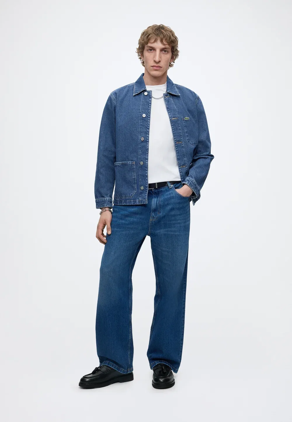 Рубашка Lacoste Washed Deep Medium, мужская, деним, синий — фото 2