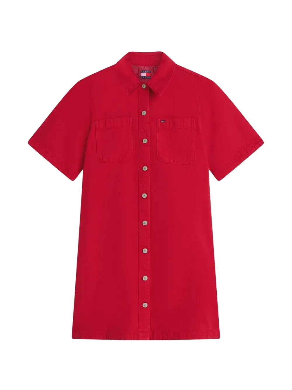 Мини-платье-рубашка с короткими рукавами Tommy Hilfiger, красный