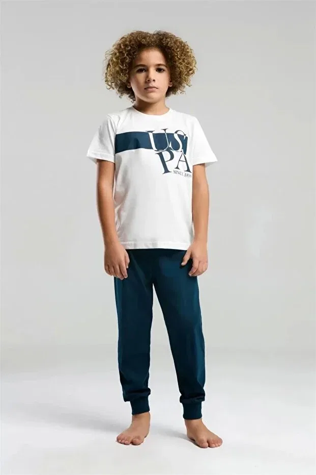 Детский комплект пижамы для мальчиков с коротким рукавом U.S. Polo Assn., White