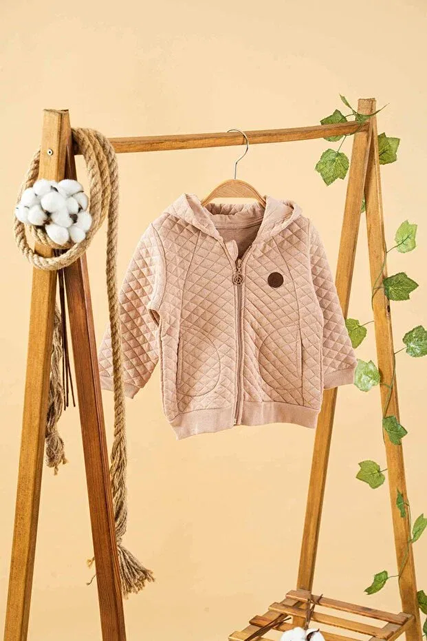 Детское пальто-кардиган с капюшоном хлопковое Basics Bombe, Beige