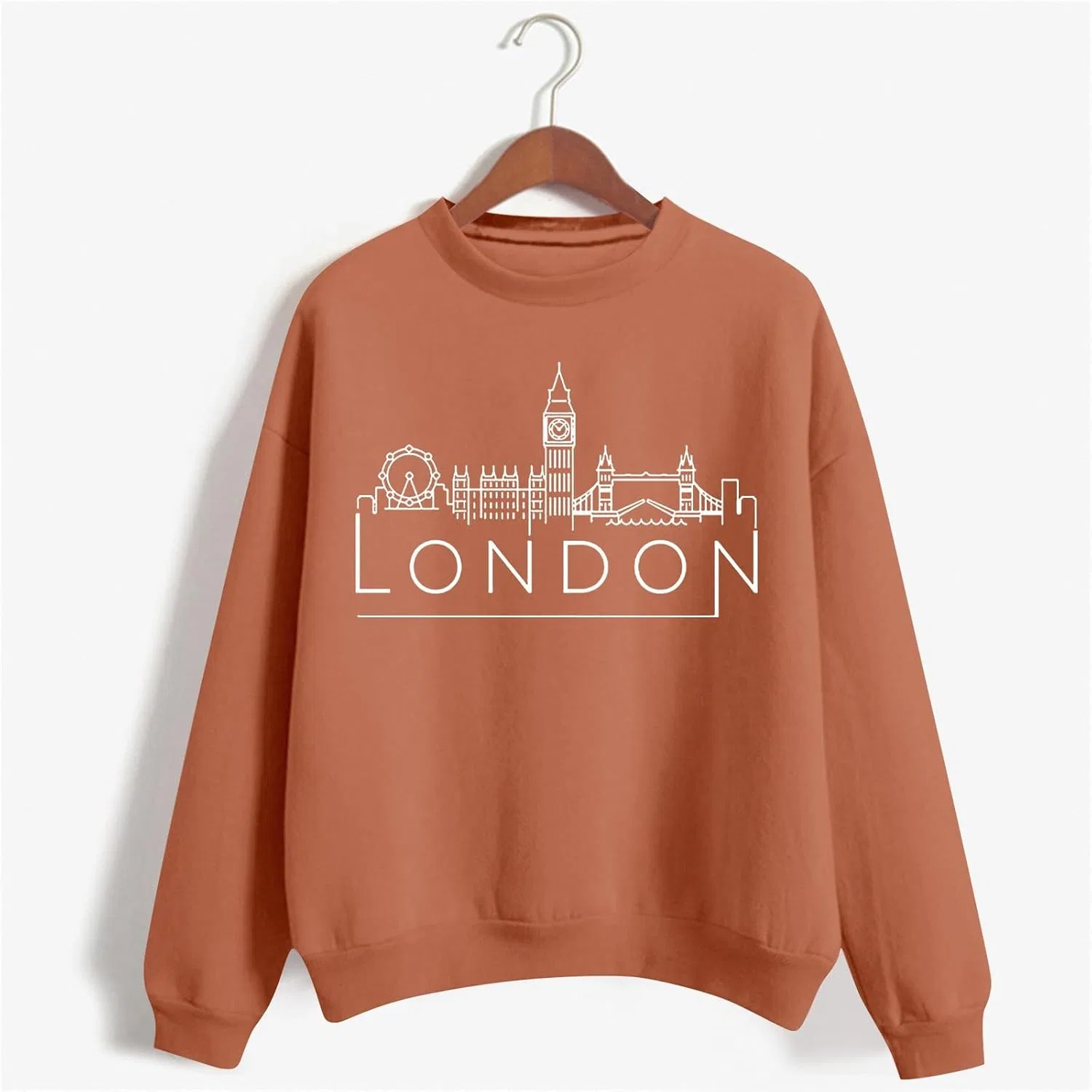 Женский свитшот с круглым вырезом, длинным рукавом, модель London, оранжевый — фото 2