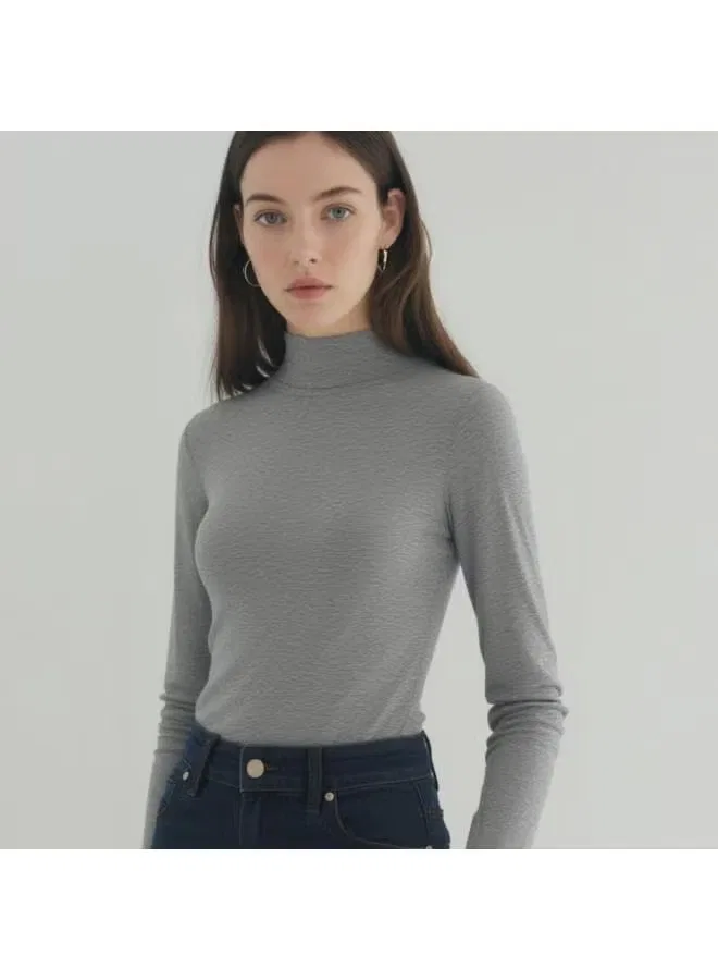 Пуловер с высоким воротом и длинным рукавом Zara, серый — фото 2