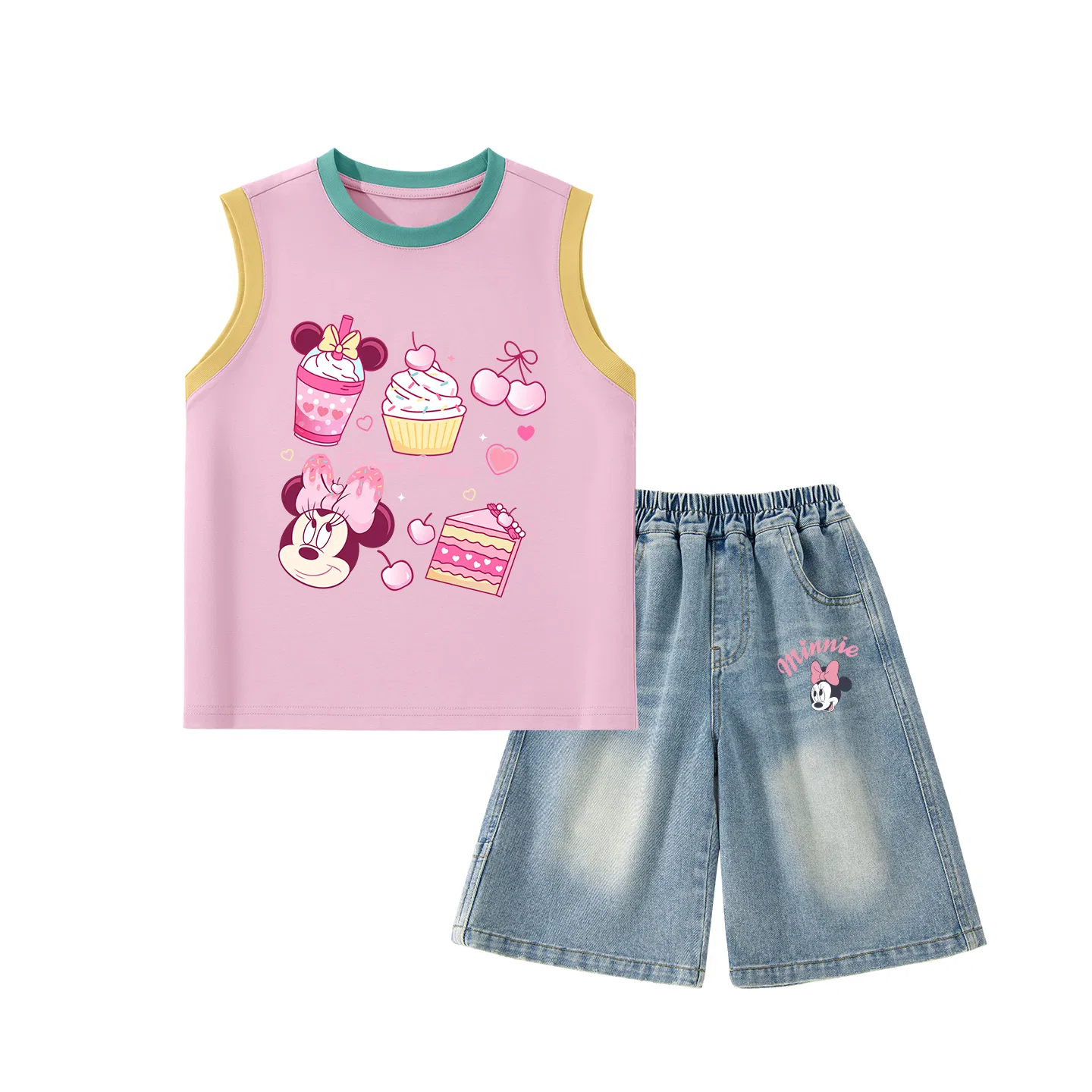 Детский спортивный костюм с круглым вырезом, тянущийся, Disney, Sweetie Blue Pink и Denim Blue