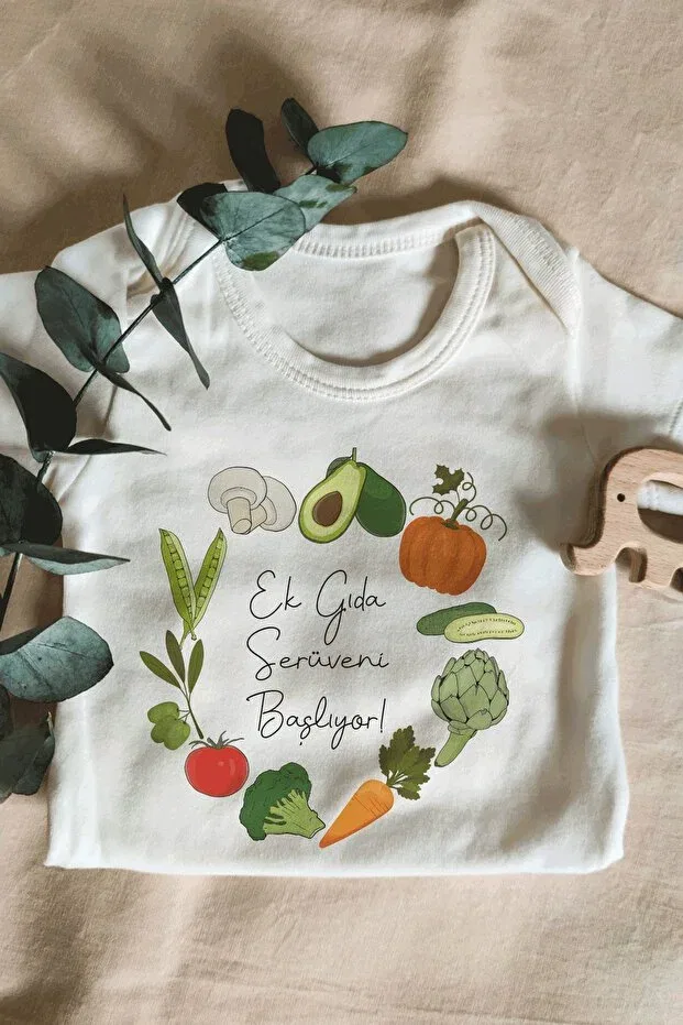 Детское боди с коротким рукавом с принтом Astral Baby, Ecru