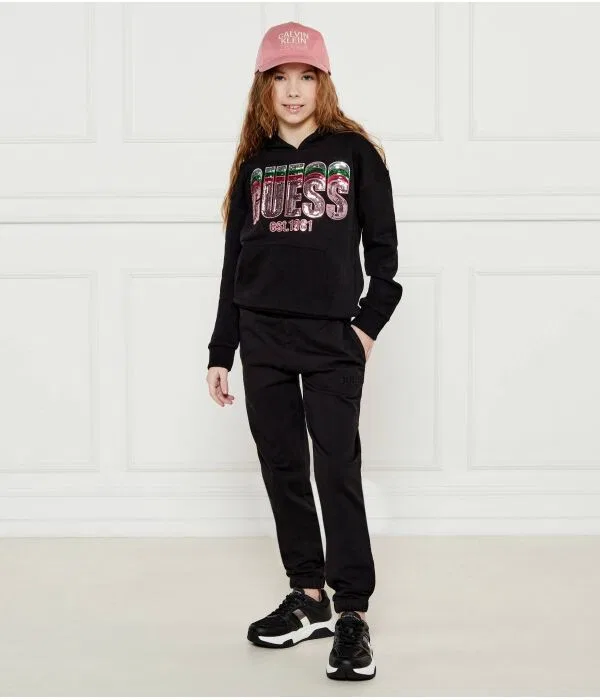 Детское худи свободного кроя Guess, черный — фото 2