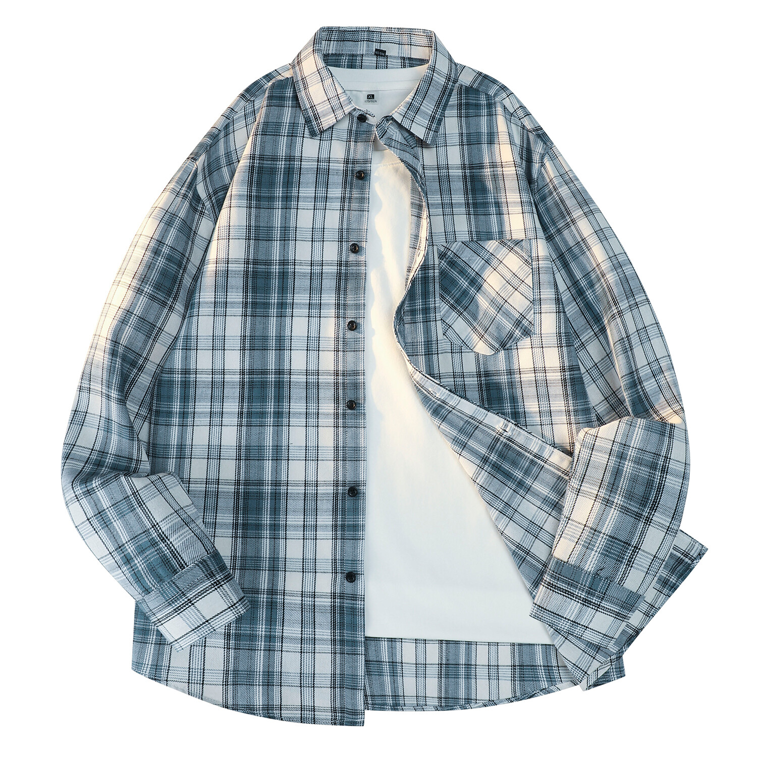 

TEN MIRO Рубашка унисекс, Темно-зеленая клетка в клетку [короткие рукава]