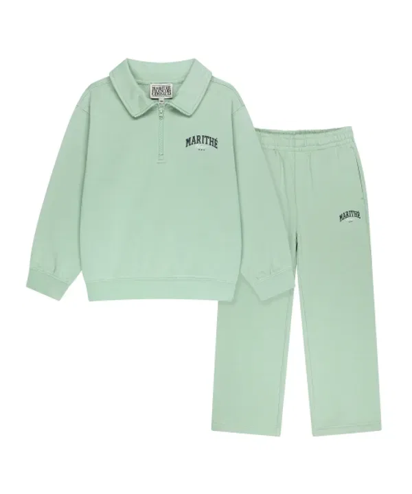 Детский спортивный костюм из футера с капюшоном, полузастежка, mint, Marithé Kids — фото 2