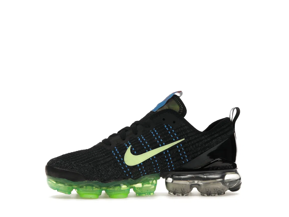 Детские кроссовки Lifestyle с амортизацией Nike Air VaporMax Flyknit 3 Nike, Black/Blue-Ghost Green — фото 3