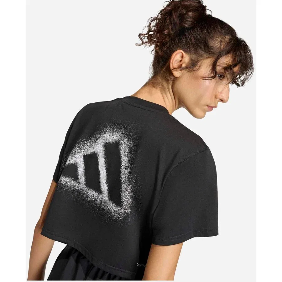Женская спортивная футболка с принтом Climacool Primelift Graphic Crop, adidas, Черный — фото 4