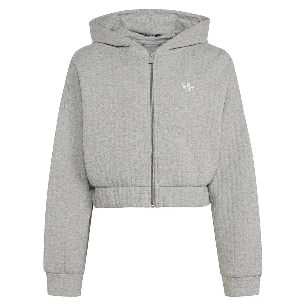 Худи с набивными ребристыми вставками на полной молнии Adidas Originals, серый — фото 3