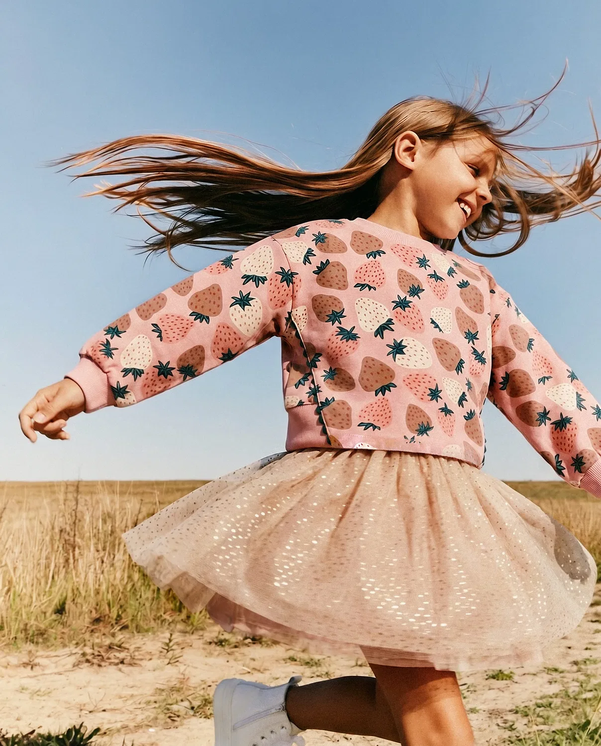 Детское платье для девочек с принтом Deux par Deux, Pink Strawberry Print — фото 2