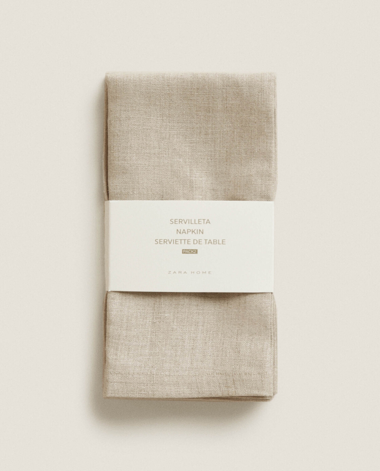 Набор салфеток Zara Home Basic Linen, 2 штуки, бежевый — фото 4