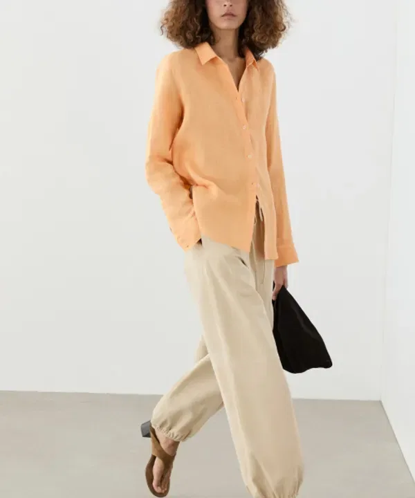 Рубашка свободного кроя из льна, Massimo Dutti — фото 4