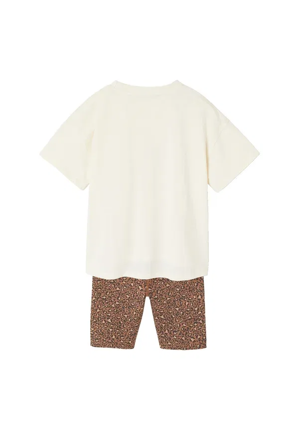Комплект: футболка и шорты с принтом Animal print Madchen set Vertbaudet, Wollweiß, белый — фото 2