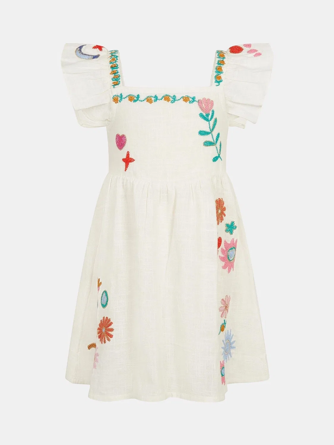 Платье хлопковое с вышивкой Angels By Accessorize, белый — фото 2