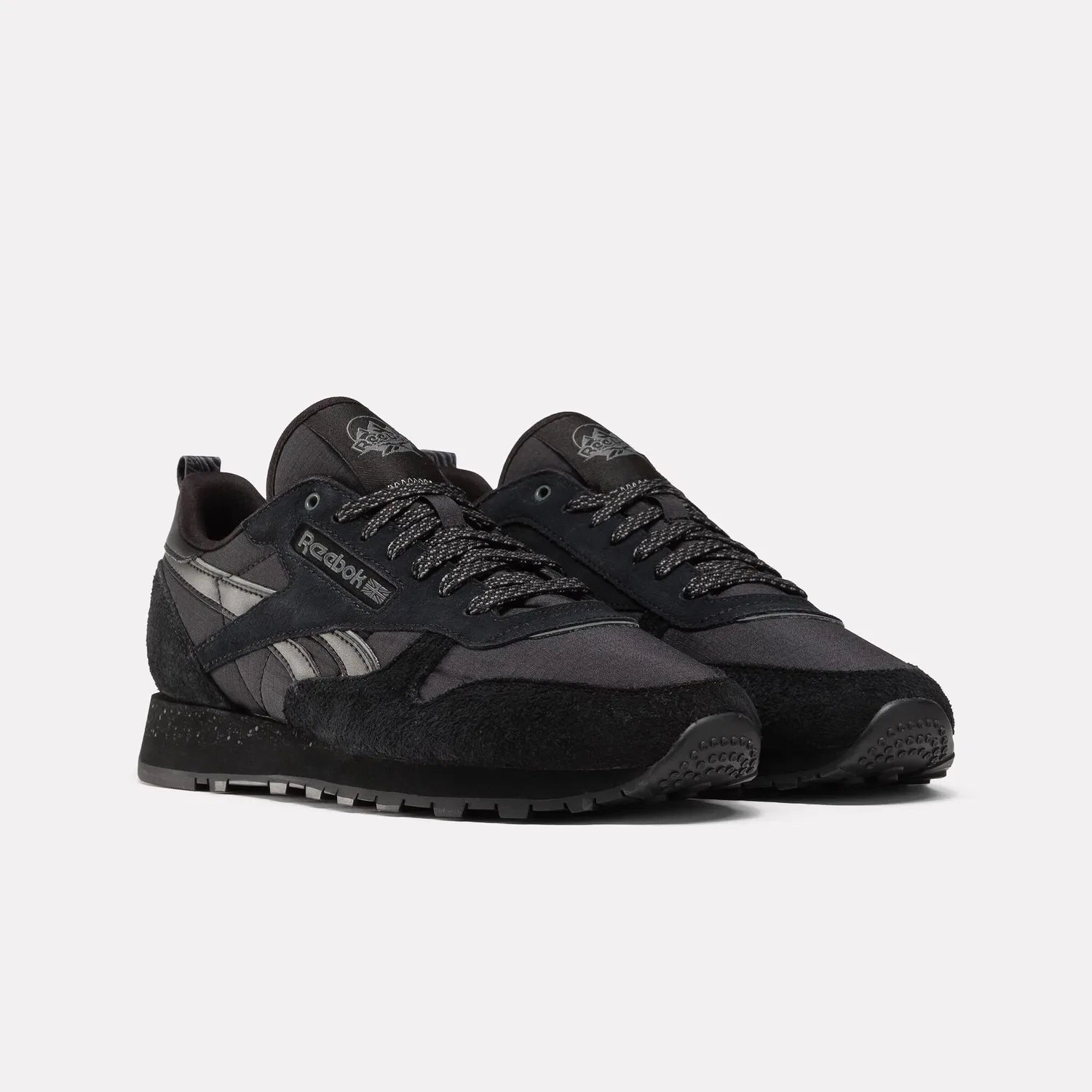 Детские кроссовки для девочек с закрытым носком Classic Leather Reebok, Black Black Grey — фото 2