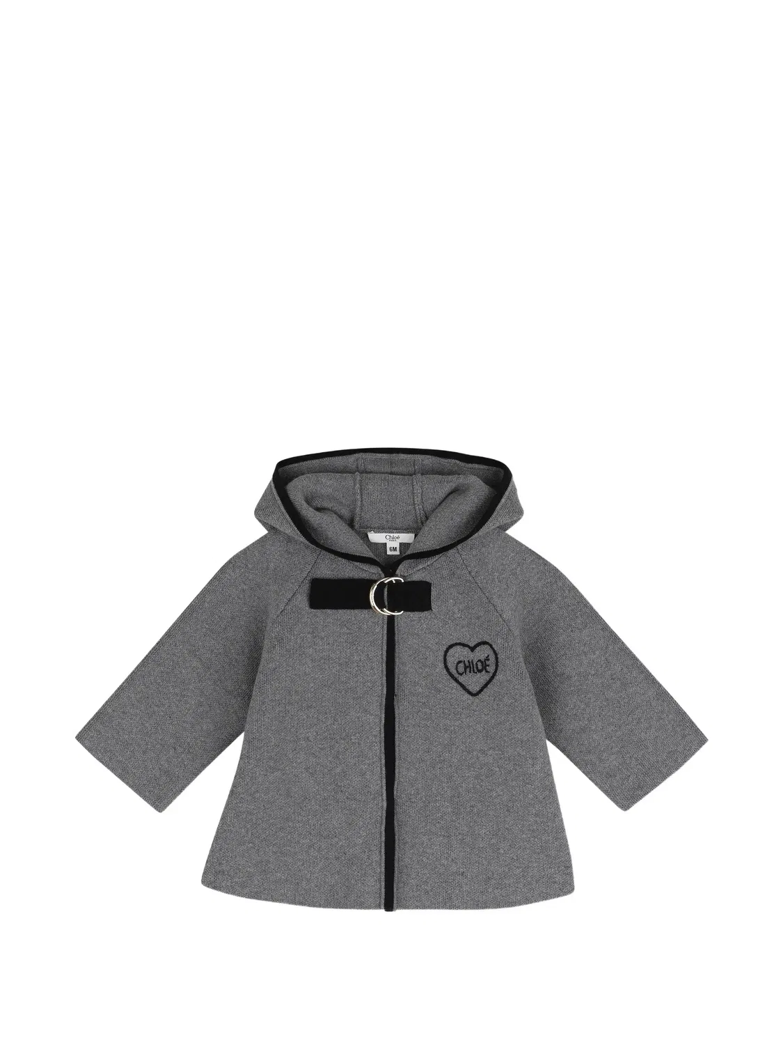 Кейп с капюшоном и вышивкой Chloé Kids, серый