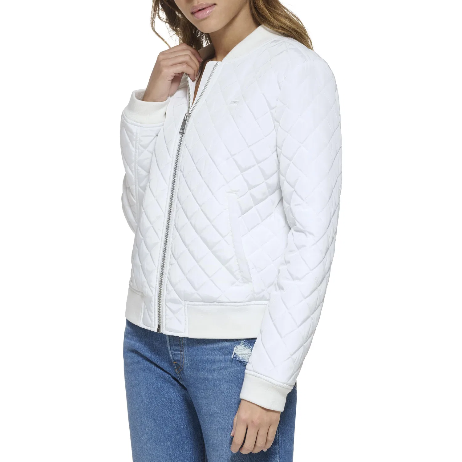Женская куртка-бомбер стеганая Diamond Levi's, White — фото 3