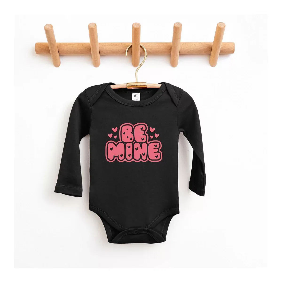 Детское боди с длинным рукавом Be Mine Bubble Baby The Juniper Shop, Black