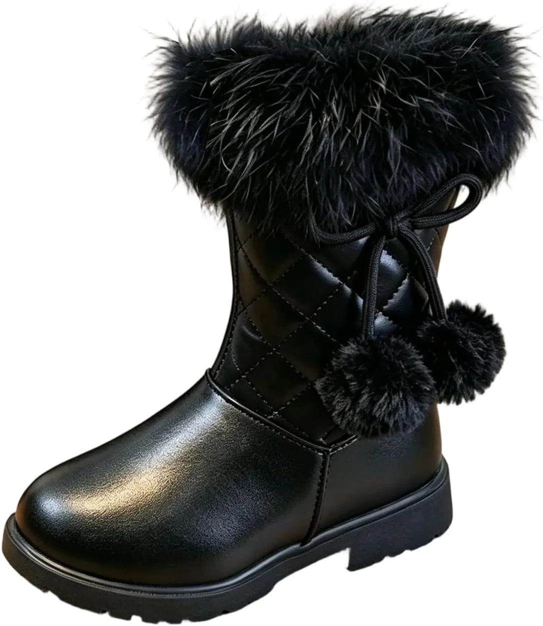 Детские зимние сапоги для девочек с меховой подкладкой и бантом SHOPESSA, Brown