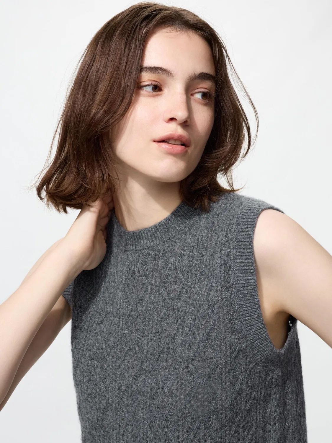 Жилет Uniqlo, кашемировый с ажурной отделкой, зеленый — фото 3