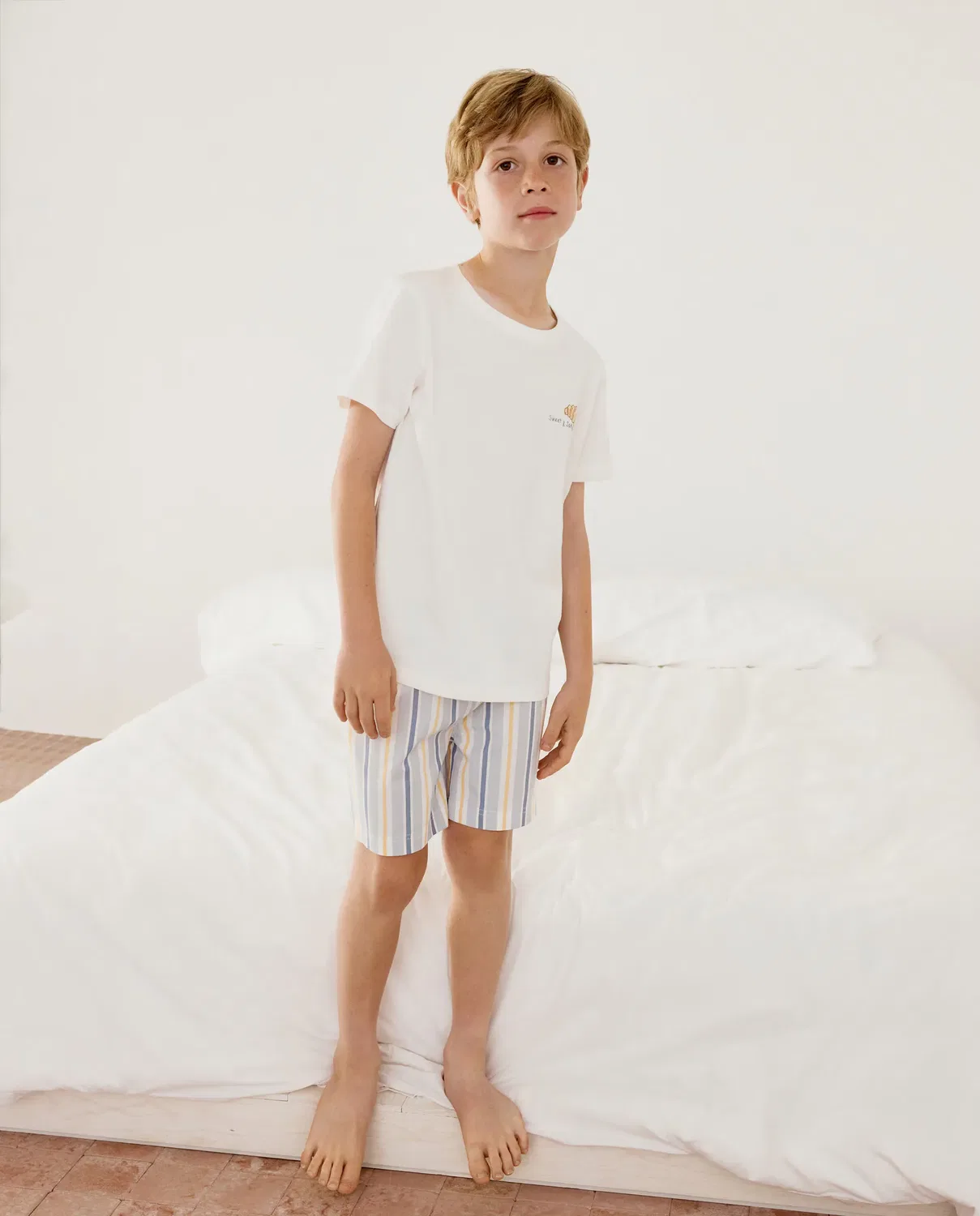 Детский комплект пижам с коротким рукавом и шортами Cotton Juice, Azul — фото 2