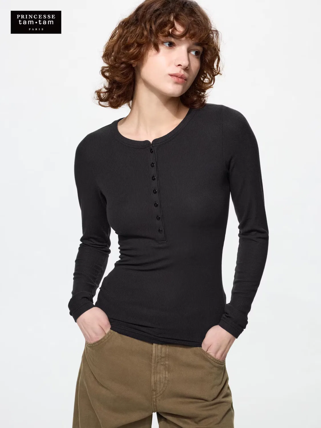 Поло Uniqlo Heattech, ультратеплое, с ребристым воротником, черный