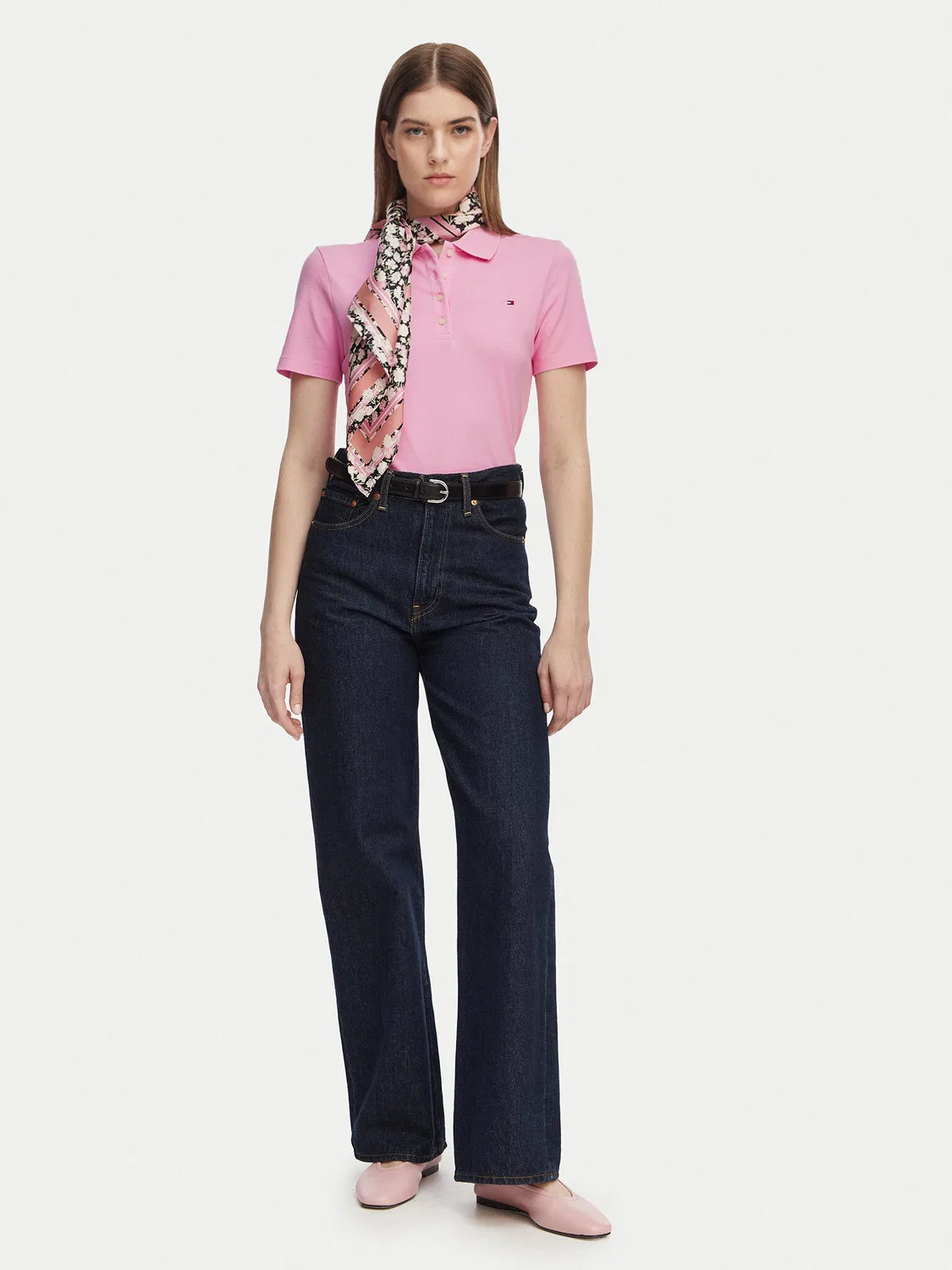 Женское поло приталенного кроя Tommy Hilfiger, светло-розовый — фото 2