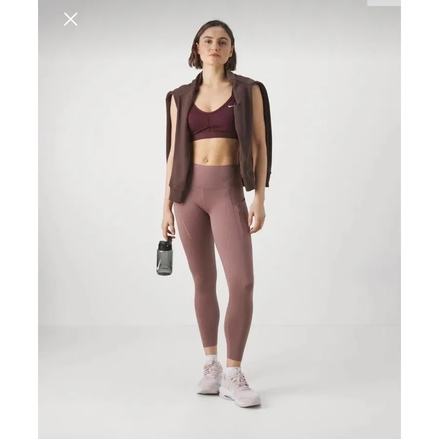 Тайтсы для бега Dri-Fit Go Firm-Support High-Waisted 7/8 Running Nike, Коричневый — фото 4