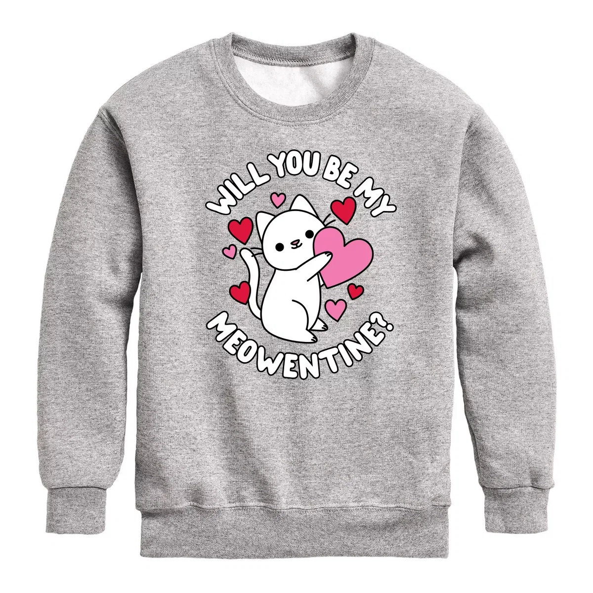 Детский свитшот с длинным рукавом с принтом Be My Meowentine Instant Message, Mauve