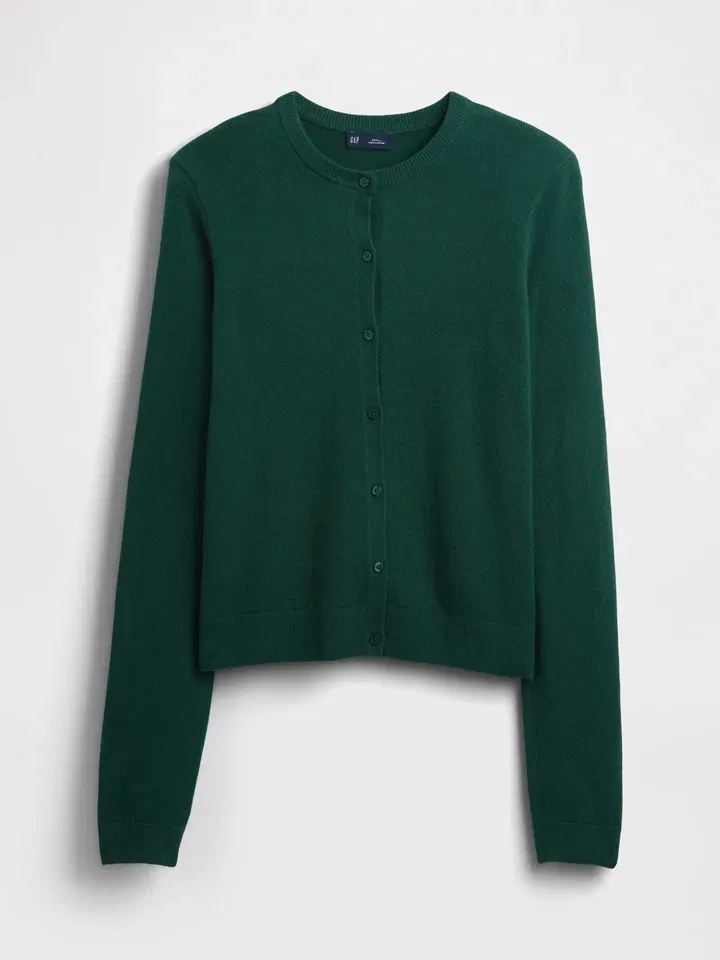 Женский кардиган с круглым вырезом GAP, Dark Green — фото 3