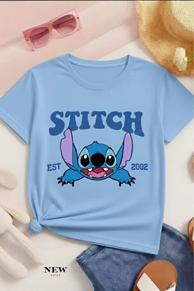 Детская футболка с принтом Stitch Printed New Shine, Babe Blue